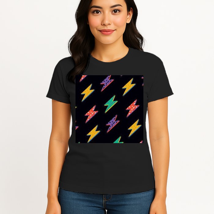 Retro Lightning Bolt Colorful Womens T-Shirt