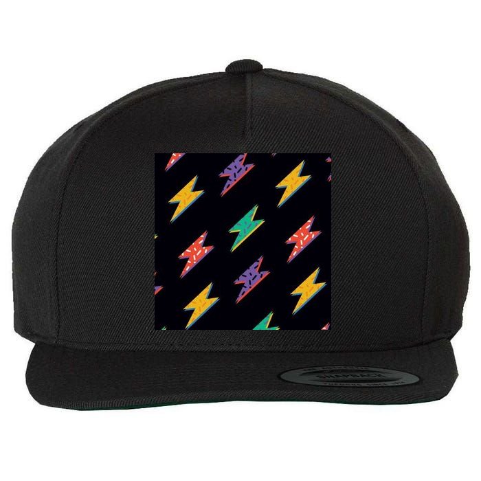 Retro Lightning Bolt Colorful Wool Snapback Cap