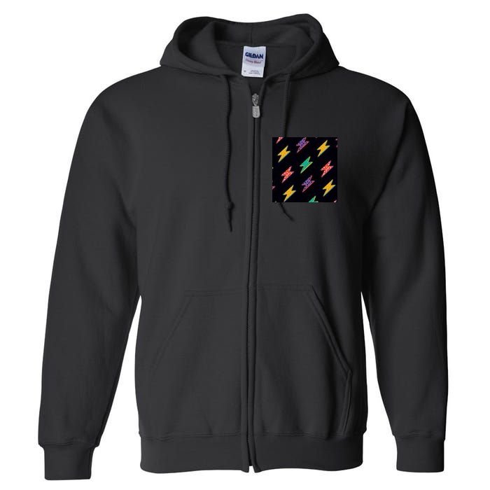 Retro Lightning Bolt Colorful Full Zip Hoodie