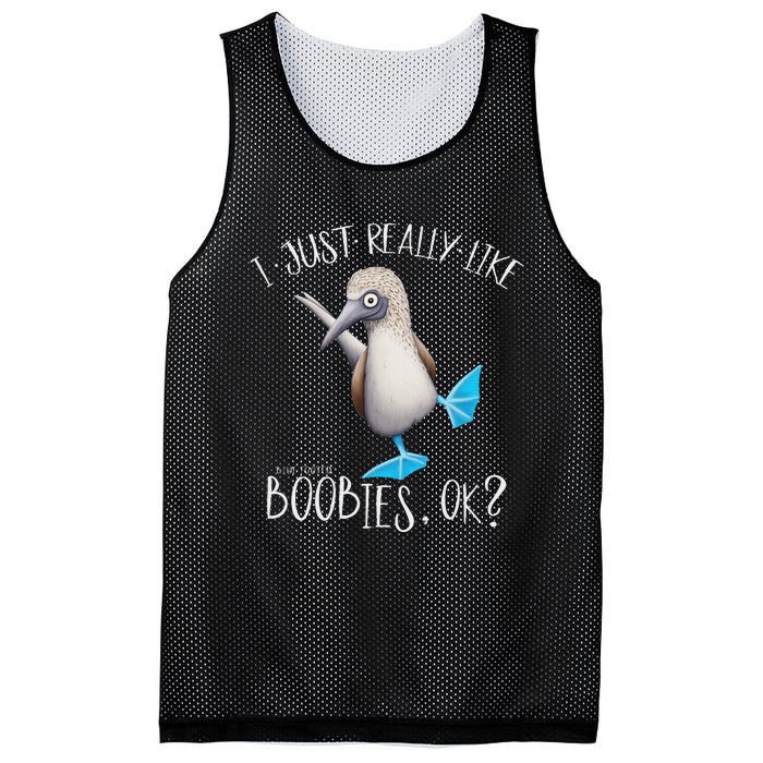 Really Like Boobies! Funny Bold Blue Feet Booby Humor Mesh Reversible Basketball Jersey Tank