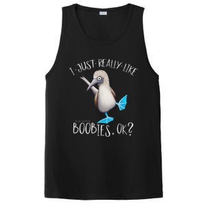 Really Like Boobies! Funny Bold Blue Feet Booby Humor PosiCharge Competitor Tank