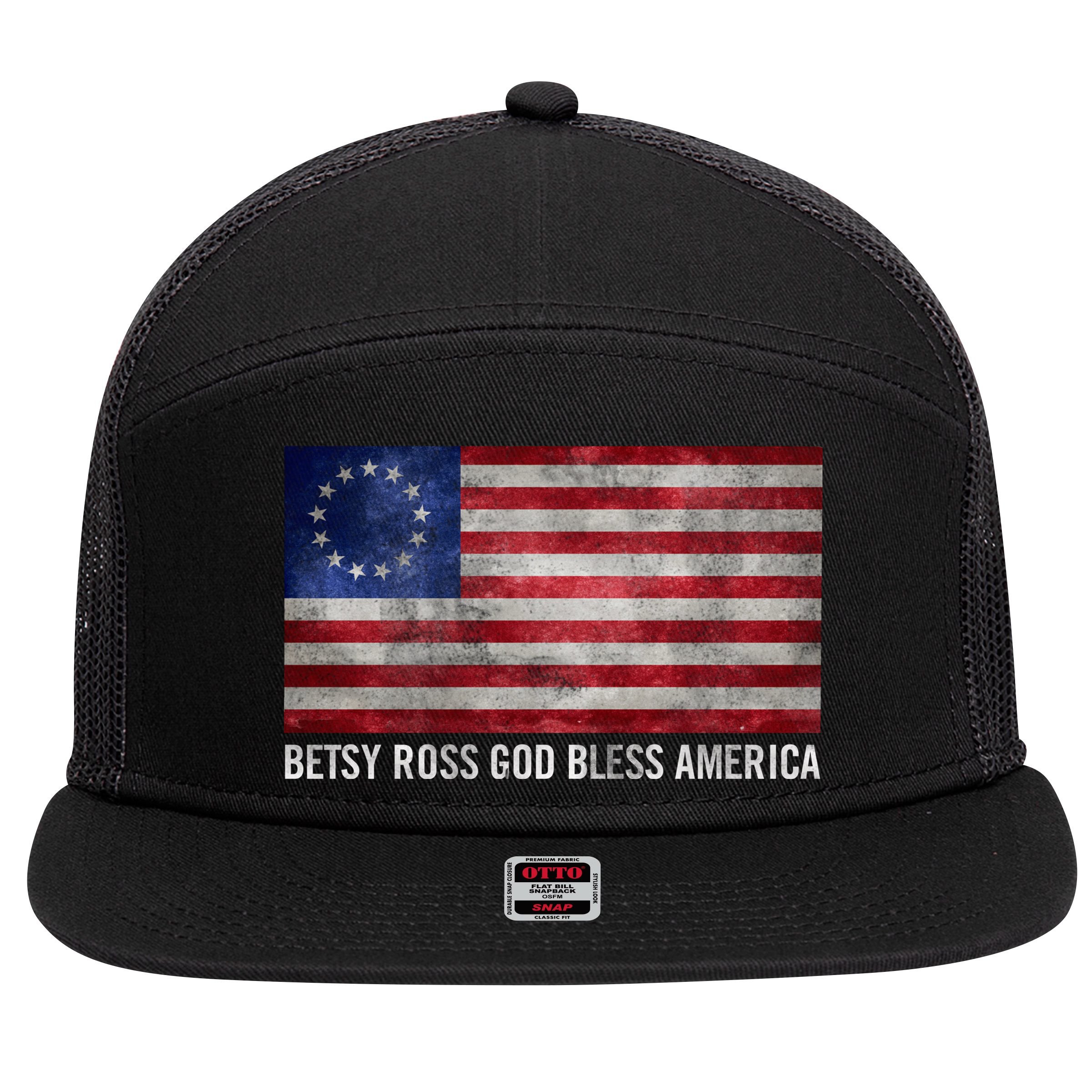 Rush Limbaugh Betsy Ross God Bless America 7 Panel Mesh Trucker Snapback Hat
