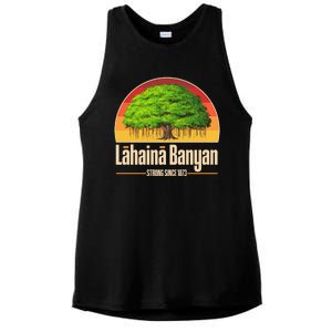 Retro Lahaina Banyan Tree Strong Since 1873 Support Maui Hawaii Ladies PosiCharge Tri-Blend Wicking Tank