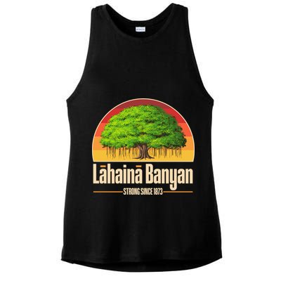 Retro Lahaina Banyan Tree Strong Since 1873 Support Maui Hawaii Ladies PosiCharge Tri-Blend Wicking Tank