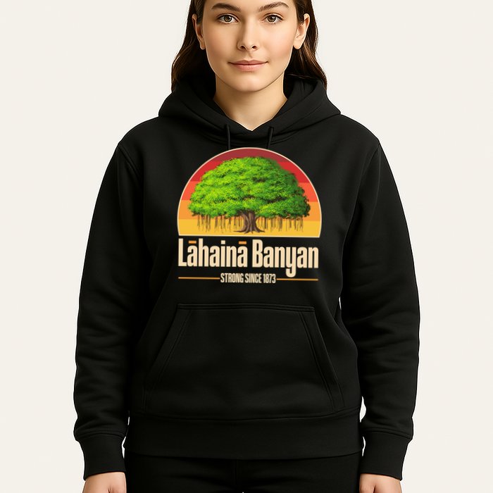 Retro Lahaina Banyan Tree Strong Since 1873 Support Maui Hawaii Hoodie