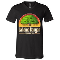 Retro Lahaina Banyan Tree Strong Since 1873 Support Maui Hawaii V-Neck T-Shirt