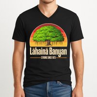 Retro Lahaina Banyan Tree Strong Since 1873 Support Maui Hawaii V-Neck T-Shirt