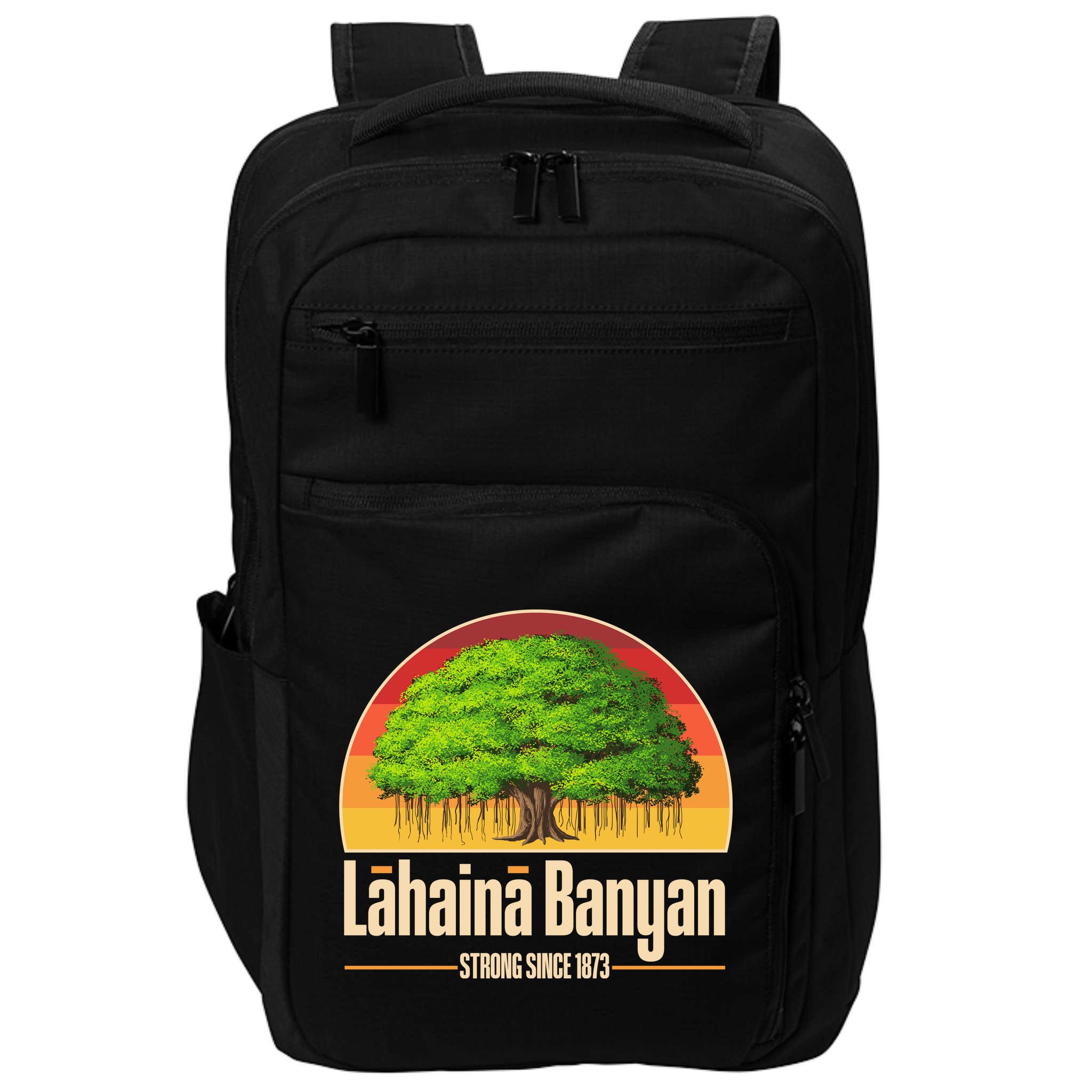 Retro Lahaina Banyan Tree Strong Since 1873 Support Maui Hawaii Impact Tech Backpack