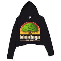 Retro Lahaina Banyan Tree Strong Since 1873 Support Maui Hawaii Crop Fleece Hoodie