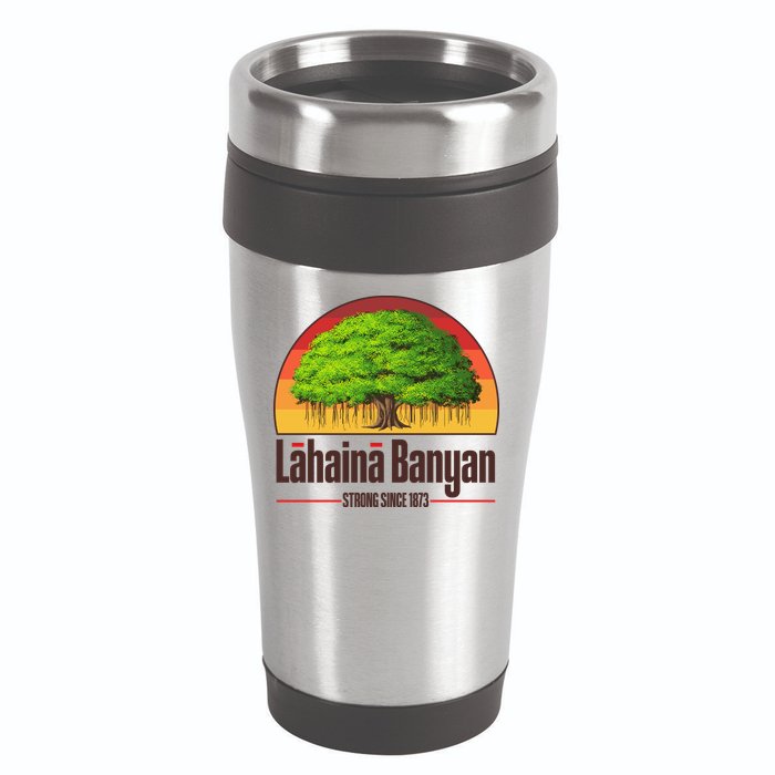 Retro Lahaina Banyan Tree Strong Since 1873 Support Maui Hawaii 16oz Travel Tumbler