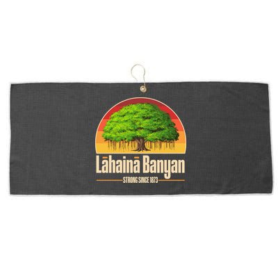 Retro Lahaina Banyan Tree Strong Since 1873 Support Maui Hawaii Large Microfiber Waffle Golf Towel