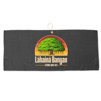 Retro Lahaina Banyan Tree Strong Since 1873 Support Maui Hawaii Large Microfiber Waffle Golf Towel