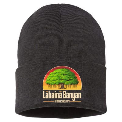 Retro Lahaina Banyan Tree Strong Since 1873 Support Maui Hawaii Sustainable Knit Beanie