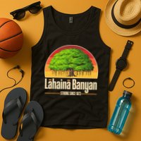 Retro Lahaina Banyan Tree Strong Since 1873 Support Maui Hawaii Tank Top