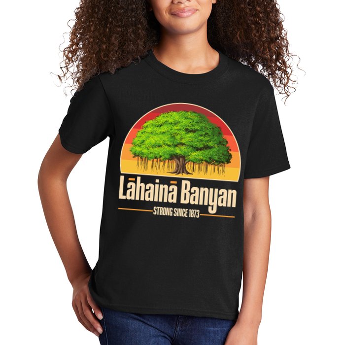 Retro Lahaina Banyan Tree Strong Since 1873 Support Maui Hawaii Kids T-Shirt