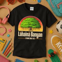 Retro Lahaina Banyan Tree Strong Since 1873 Support Maui Hawaii Kids T-Shirt