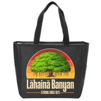 Retro Lahaina Banyan Tree Strong Since 1873 Support Maui Hawaii Zip Tote Bag