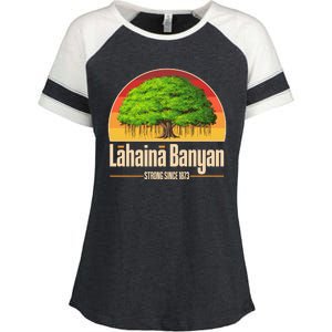 Retro Lahaina Banyan Tree Strong Since 1873 Support Maui Hawaii Enza Ladies Jersey Colorblock Tee