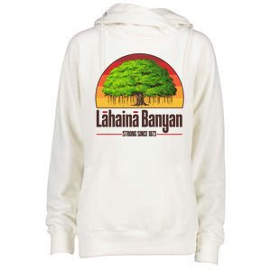 Retro Lahaina Banyan Tree Strong Since 1873 Support Maui Hawaii Womens Funnel Neck Pullover Hood