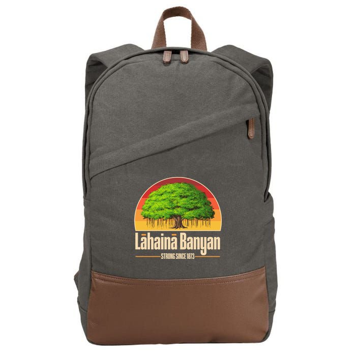 Retro Lahaina Banyan Tree Strong Since 1873 Support Maui Hawaii Cotton Canvas Backpack