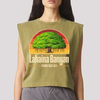 Retro Lahaina Banyan Tree Strong Since 1873 Support Maui Hawaii Garment-Dyed Women's Muscle Tee