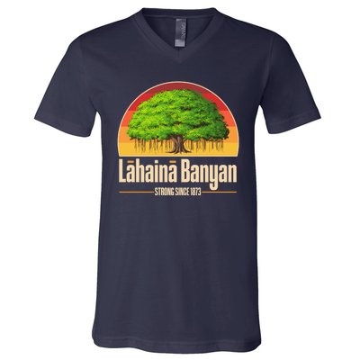 Retro Lahaina Banyan Tree Strong Since 1873 Support Maui Hawaii V-Neck T-Shirt