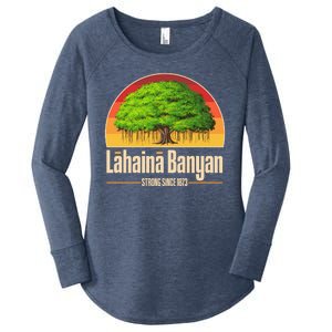 Retro Lahaina Banyan Tree Strong Since 1873 Support Maui Hawaii Women's Perfect Tri Tunic Long Sleeve Shirt