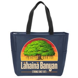 Retro Lahaina Banyan Tree Strong Since 1873 Support Maui Hawaii Zip Tote Bag