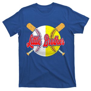 Retro Little Brother Baseball Softball Funny Fathers Day Great Gift T-Shirt