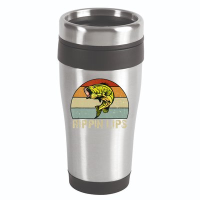 Rippin Lips Bass Fishing Gifts For Dad Fathers Day 16oz Travel Tumbler