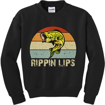 Rippin Lips Bass Fishing Gifts For Dad Fathers Day Kids Sweatshirt