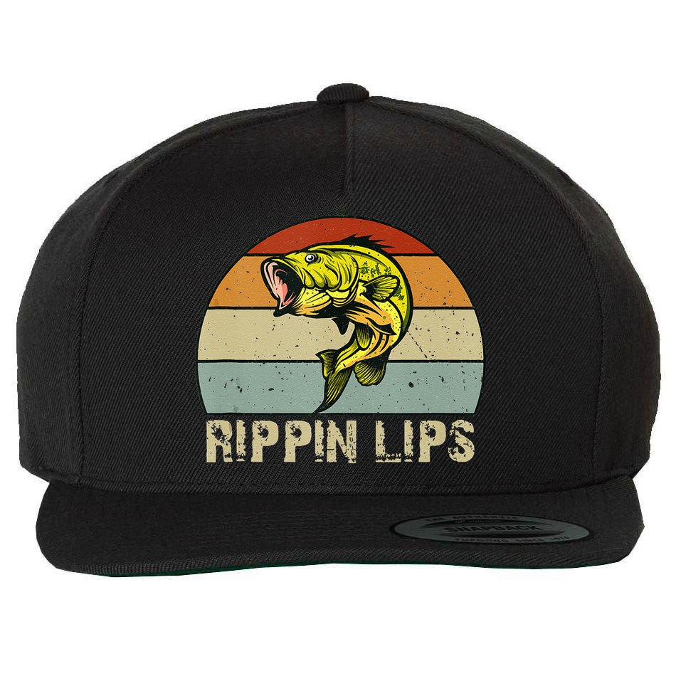 Rippin Lips Bass Fishing Gifts For Dad Fathers Day Wool Snapback Cap