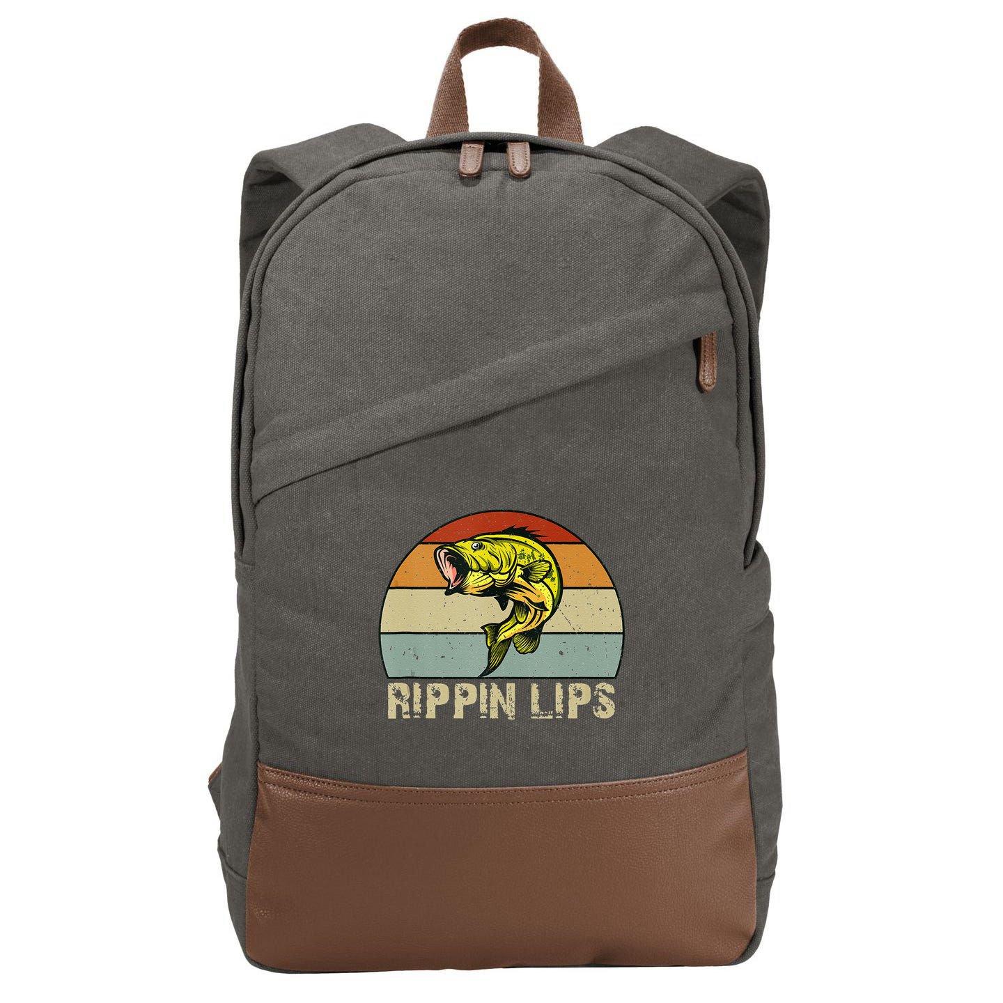 Rippin Lips Bass Fishing Gifts For Dad Fathers Day Cotton Canvas Backpack