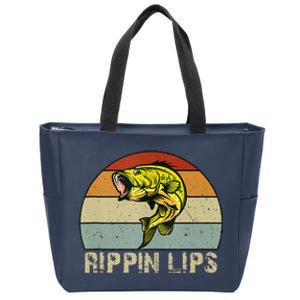 Rippin Lips Bass Fishing Gifts For Dad Fathers Day Zip Tote Bag