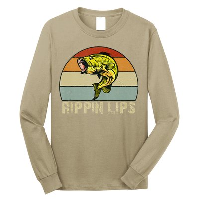 Rippin Lips Bass Fishing Gifts For Dad Fathers Day Long Sleeve Shirt