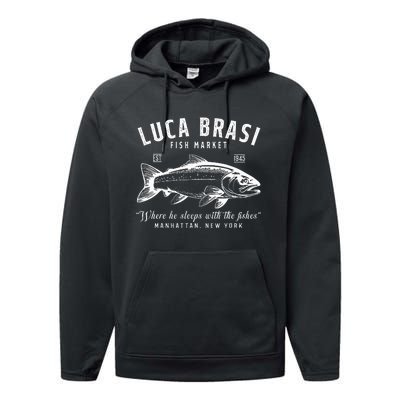 Retro Luca Brasi Fish Market Est 1945 Fishing Performance Fleece Hoodie