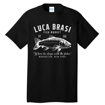 Retro Luca Brasi Fish Market Est 1945 Fishing Tall T-Shirt