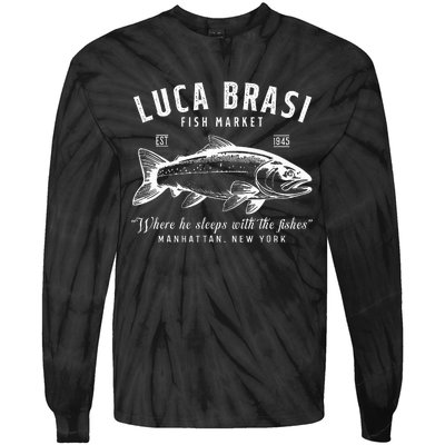 Retro Luca Brasi Fish Market Est 1945 Fishing Tie-Dye Long Sleeve Shirt