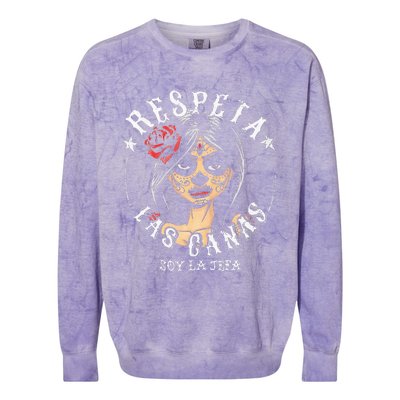 Respeta Las Canas La Jefa Colorblast Crewneck Sweatshirt