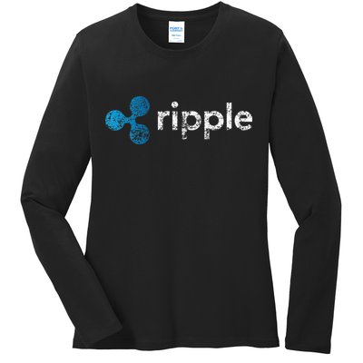 Ripple Logo Crypto Xrp Coin Hodler Fan Ladies Long Sleeve Shirt