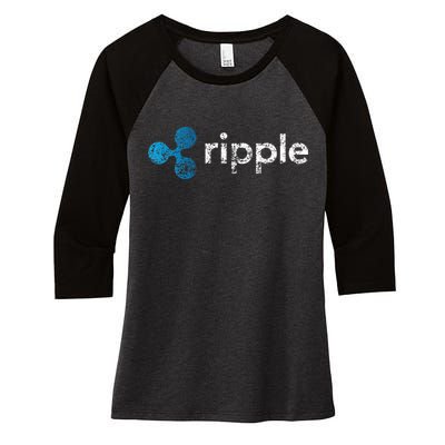 Ripple Logo Crypto Xrp Coin Hodler Fan Women's Tri-Blend 3/4-Sleeve Raglan Shirt
