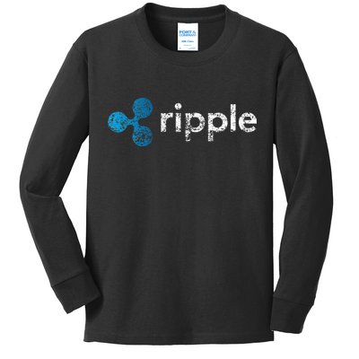Ripple Logo Crypto Xrp Coin Hodler Fan Kids Long Sleeve Shirt
