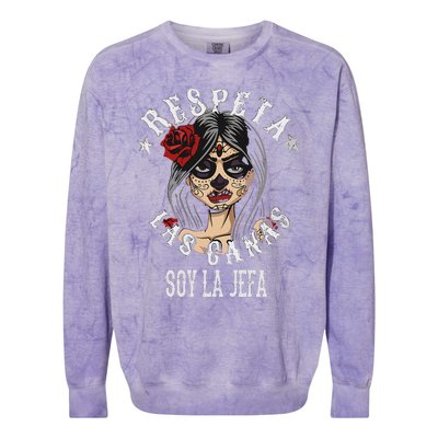 Respeta Las Canas La Jefa Funny Spanish Colorblast Crewneck Sweatshirt