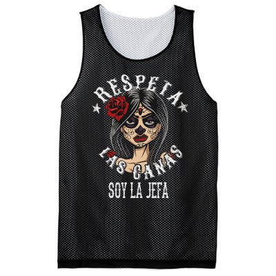 Respeta Las Canas La Jefa Funny Spanish Mesh Reversible Basketball Jersey Tank