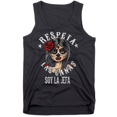 Respeta Las Canas La Jefa Funny Spanish Tank Top