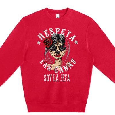 Respeta Las Canas La Jefa Funny Spanish Premium Crewneck Sweatshirt