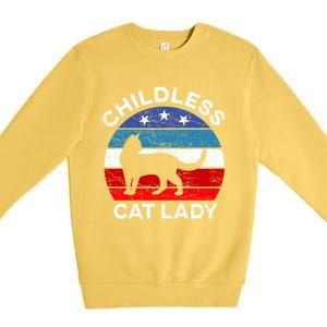 Retro Less Cat Lady Great Gift Premium Crewneck Sweatshirt