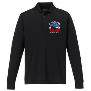 Retro Less Cat Lady Great Gift Performance Long Sleeve Polo