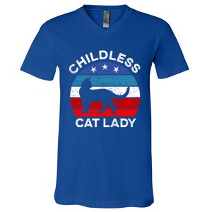 Retro Less Cat Lady Great Gift V-Neck T-Shirt