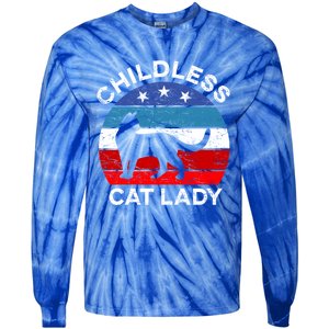 Retro Less Cat Lady Great Gift Tie-Dye Long Sleeve Shirt